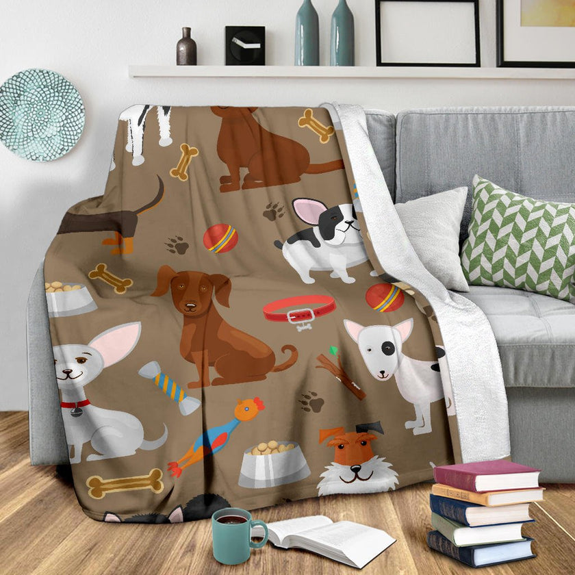 Cute Funny Dog Cartoon Background Premium Blanket - Carbone's Marketplace