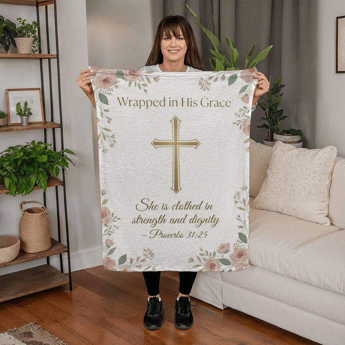 Wrapped in His Grace — Faith Fleece Blanket