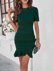 Devine Ruffled Round Neck Short Sleeve Mini Dress - Carbone's Marketplace