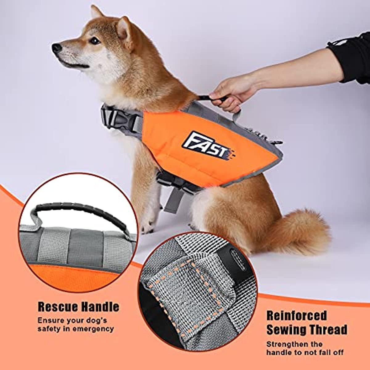 Dog Life Jacket; Reflective Dog Safety Vest Adjustable Pet Life Preserver with Strong Buoyancy and Durable Rescue Handle for Swimming; Surfing; Boating - Carbone's Marketplace