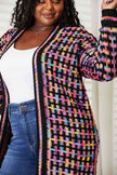 Double Take Full Size Multicolored Open Front Fringe Hem Cardigan - Carbone's Marketplace