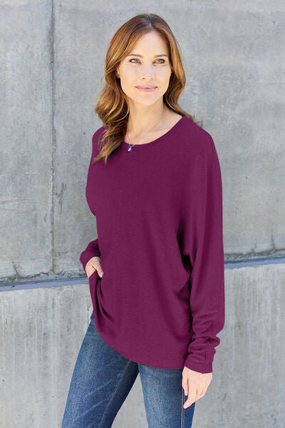 Double Take Full Size Round Neck Long Sleeve T-Shirt - Carbone's Marketplace