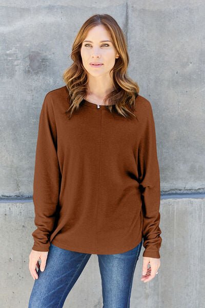 Double Take Full Size Round Neck Long Sleeve T-Shirt - Carbone's Marketplace