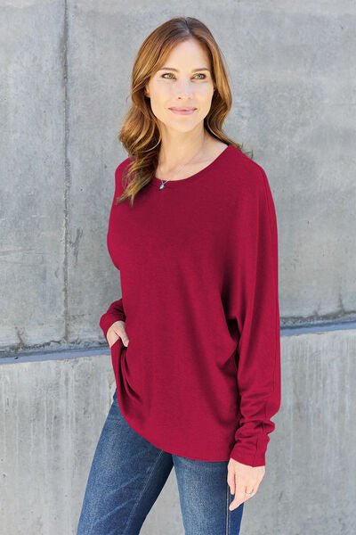 Double Take Full Size Round Neck Long Sleeve T-Shirt - Carbone's Marketplace