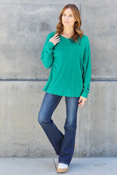 Double Take Full Size Round Neck Long Sleeve T-Shirt - Carbone's Marketplace