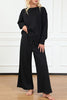 Double Take Full Size Textured Long Sleeve Top and Drawstring Pants Set - Carbone's Marketplace