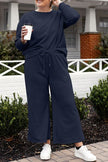 Double Take Full Size Textured Long Sleeve Top and Drawstring Pants Set - Carbone's Marketplace