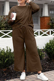 Double Take Full Size Textured Long Sleeve Top and Drawstring Pants Set - Carbone's Marketplace