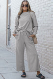 Double Take Full Size Textured Long Sleeve Top and Drawstring Pants Set - Carbone's Marketplace