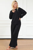 Double Take Full Size Textured Long Sleeve Top and Drawstring Pants Set - Carbone's Marketplace