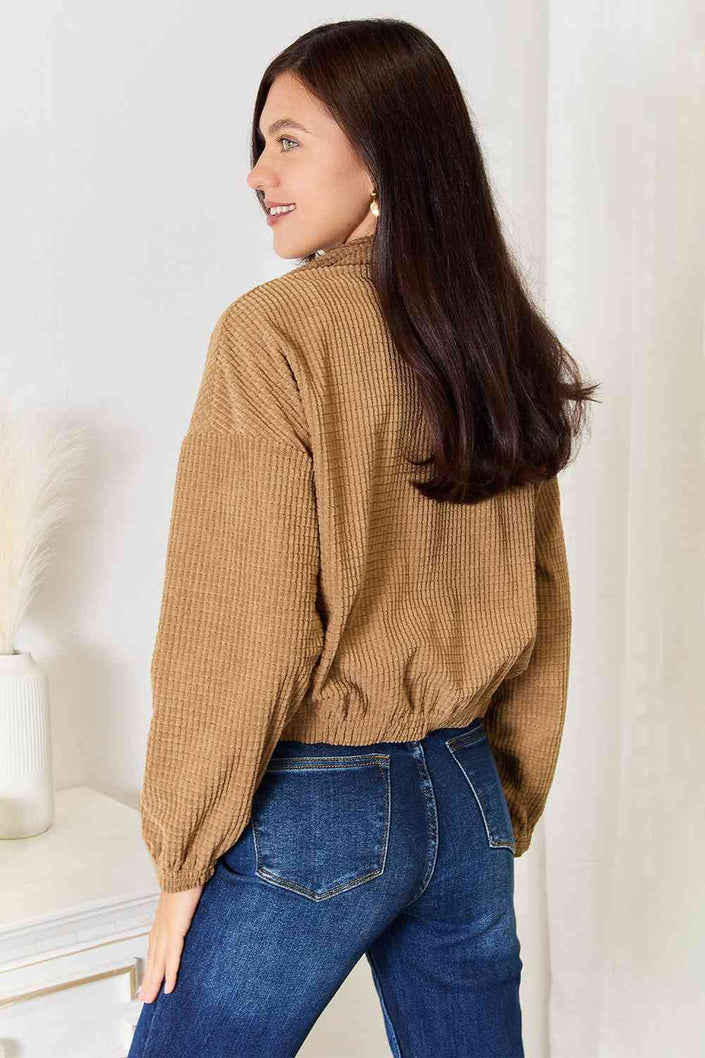 Double Take Long Sleeve Dropped Shoulder Jacket - Carbone's Marketplace