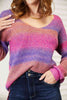 Double Take Multicolored Rib - Knit V - Neck Knit Pullover - Carbone's Marketplace