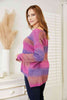 Double Take Multicolored Rib - Knit V - Neck Knit Pullover - Carbone's Marketplace