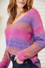 Double Take Multicolored Rib - Knit V - Neck Knit Pullover - Carbone's Marketplace