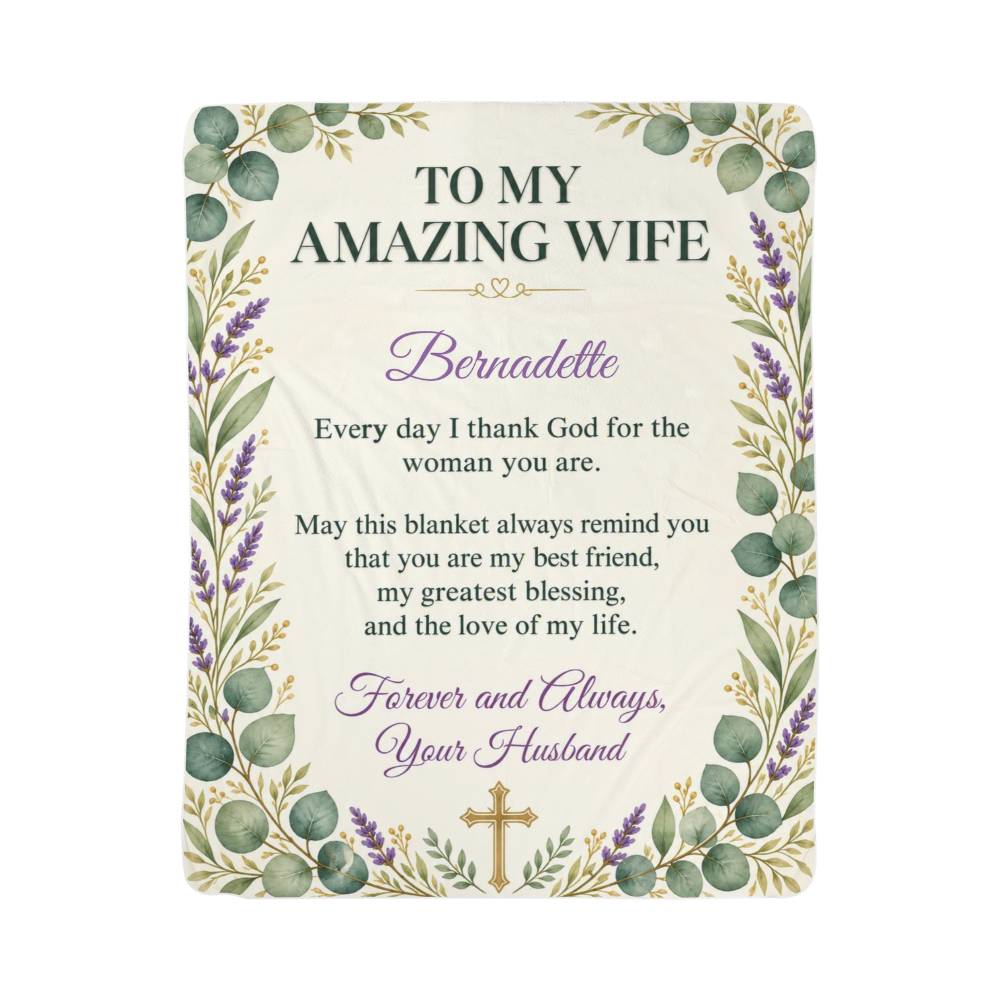To My Amazing Wife Personalized Sherpa Blanket | Christian Gift From Husband