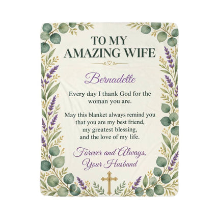 To My Amazing Wife Personalized Sherpa Blanket | Christian Gift From Husband