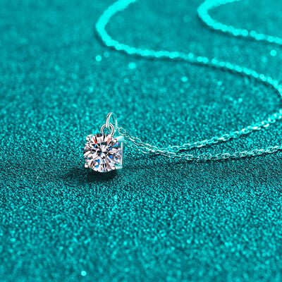 Exquisite 1 Carat Moissanite Sterling Silver Necklace: Elegant Women's Jewelry for Fashion and Style - Carbone's Marketplace