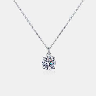 Exquisite 1 Carat Moissanite Sterling Silver Necklace: Elegant Women's Jewelry for Fashion and Style - Carbone's Marketplace