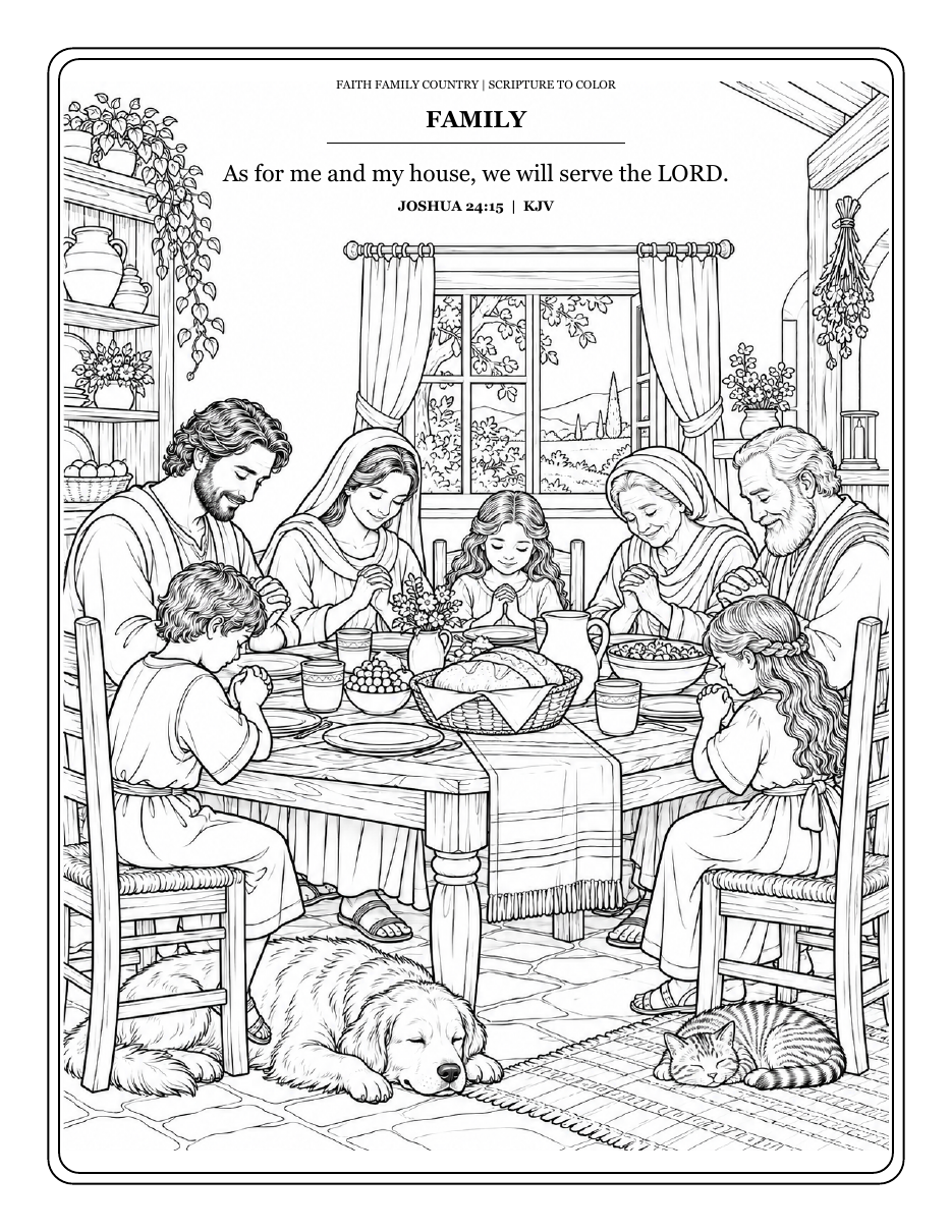 Faith Family Country Scripture Coloring Book - Free Printable PDF
