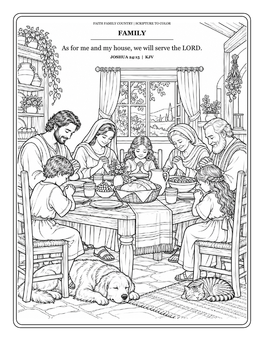 Faith Family Country Scripture Coloring Book - Free Printable PDF