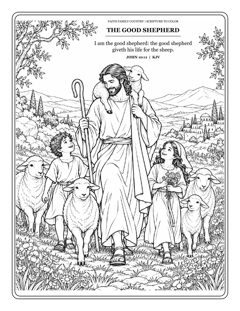 Faith Family Country Scripture Coloring Book - Free Printable PDF