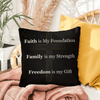 Faith, Family & Freedom Pillow – with Fear Fades, Faith Stands - Double Sided - Carbone's Marketplace