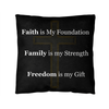 Faith, Family & Freedom Pillow – with Fear Fades, Faith Stands - Double Sided - Carbone's Marketplace