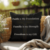 Faith, Family & Freedom Pillow – with Fear Fades, Faith Stands - Double Sided - Carbone's Marketplace
