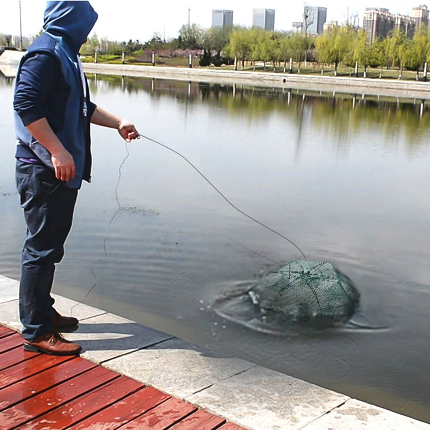 Fishing Trap Net Portable Folded Fishing Bait Trap Shrimp Minnow Crab Bait Net - Carbone's Marketplace