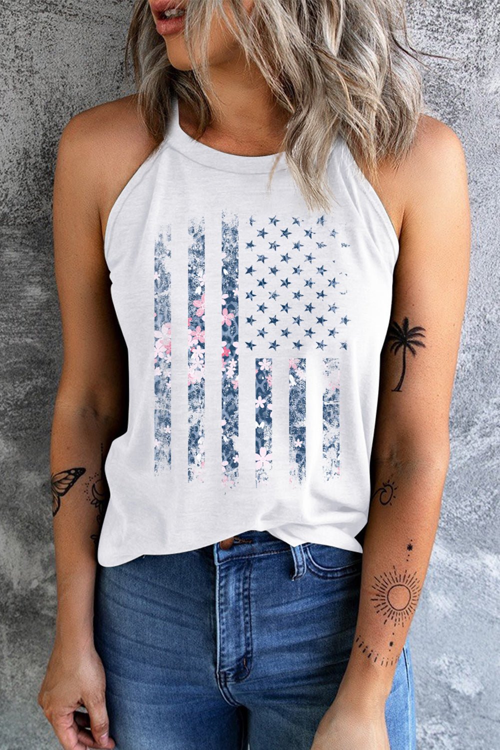 Floral Graphic Grecian Neck Tank - Carbone's Marketplace