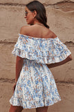 Floral Off - Shoulder Ruffle Hem Dress - Carbone's Marketplace