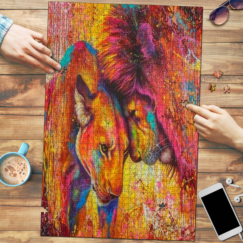 Water Colour Love Lions Jigsaw Puzzle