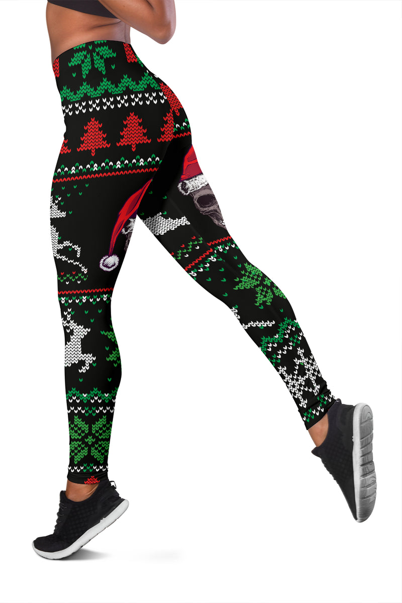 Ugly Christmas Santa Skull Leggings