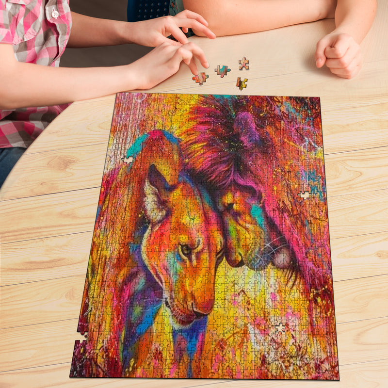 Water Colour Love Lions Jigsaw Puzzle