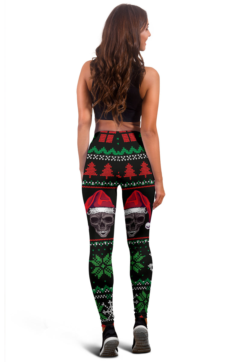 Ugly Christmas Santa Skull Leggings