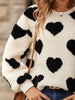 Fuzzy Heart Dropped Shoulder Sweatshirt - Carbone's Marketplace