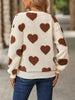 Fuzzy Heart Dropped Shoulder Sweatshirt - Carbone's Marketplace