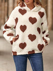 Fuzzy Heart Pocketed Dropped Shoulder Hoodie - Carbone's Marketplace