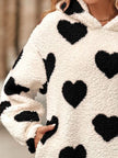 Fuzzy Heart Pocketed Dropped Shoulder Hoodie - Carbone's Marketplace