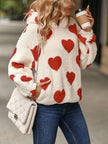 Fuzzy Heart Pocketed Dropped Shoulder Hoodie - Carbone's Marketplace