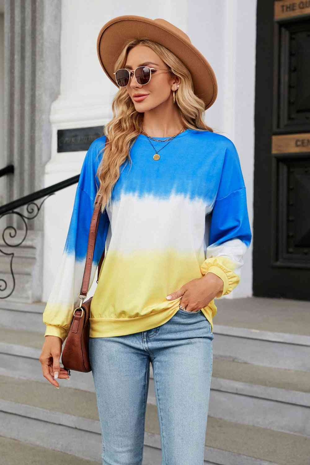 Gradient Round Neck Long Sleeve Sweatshirt - Carbone's Marketplace