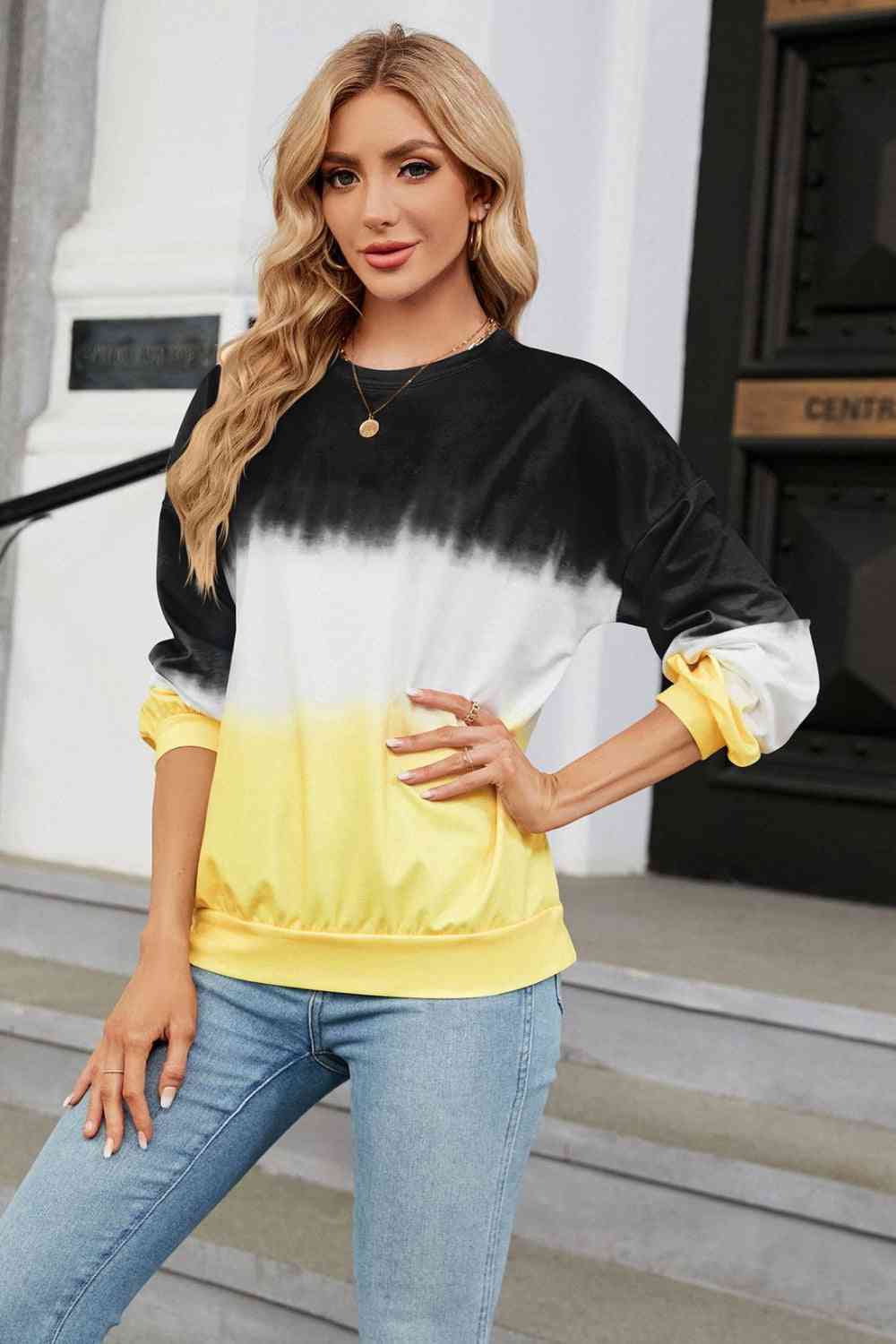 Gradient Round Neck Long Sleeve Sweatshirt - Carbone's Marketplace