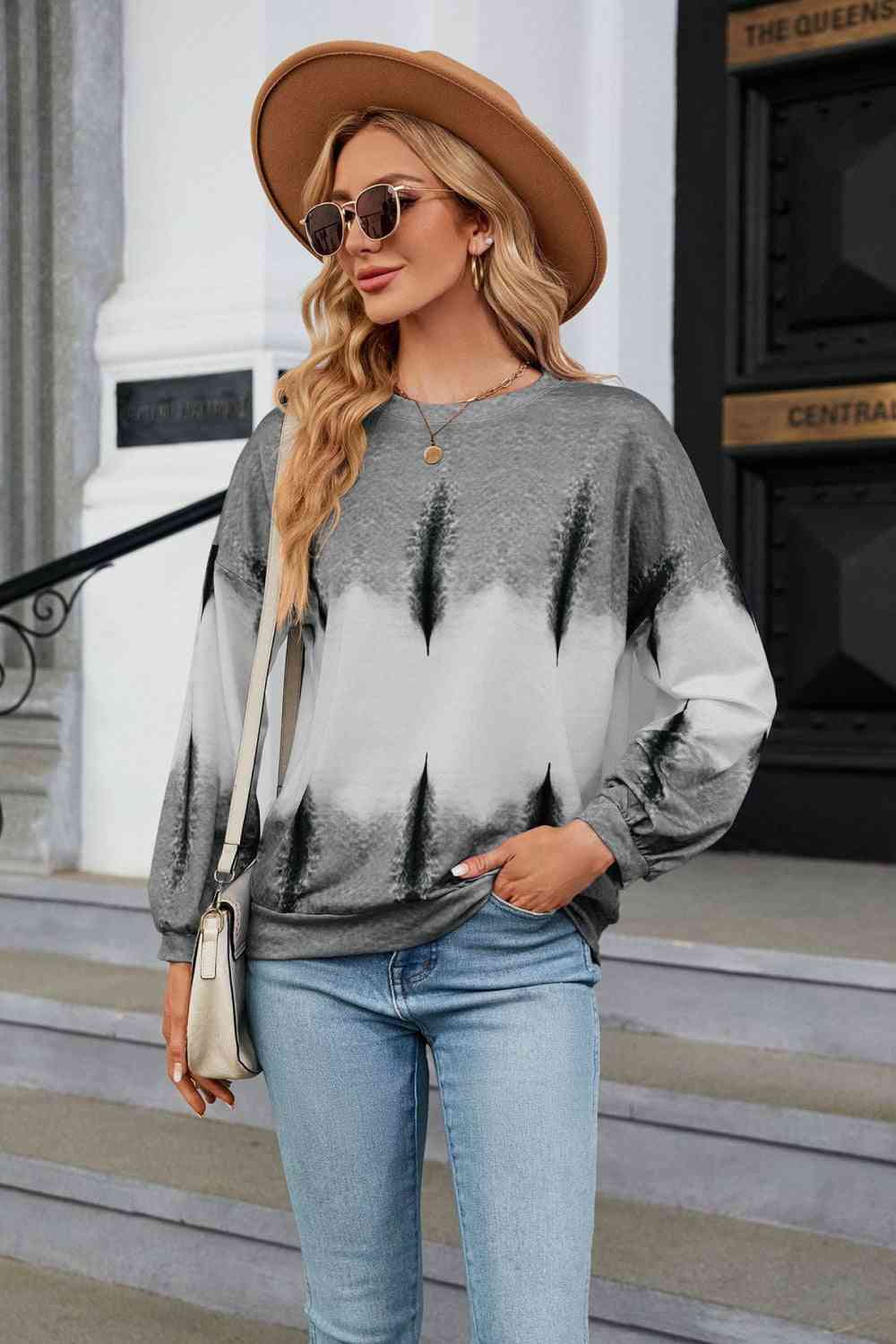 Gradient Round Neck Long Sleeve Sweatshirt - Carbone's Marketplace