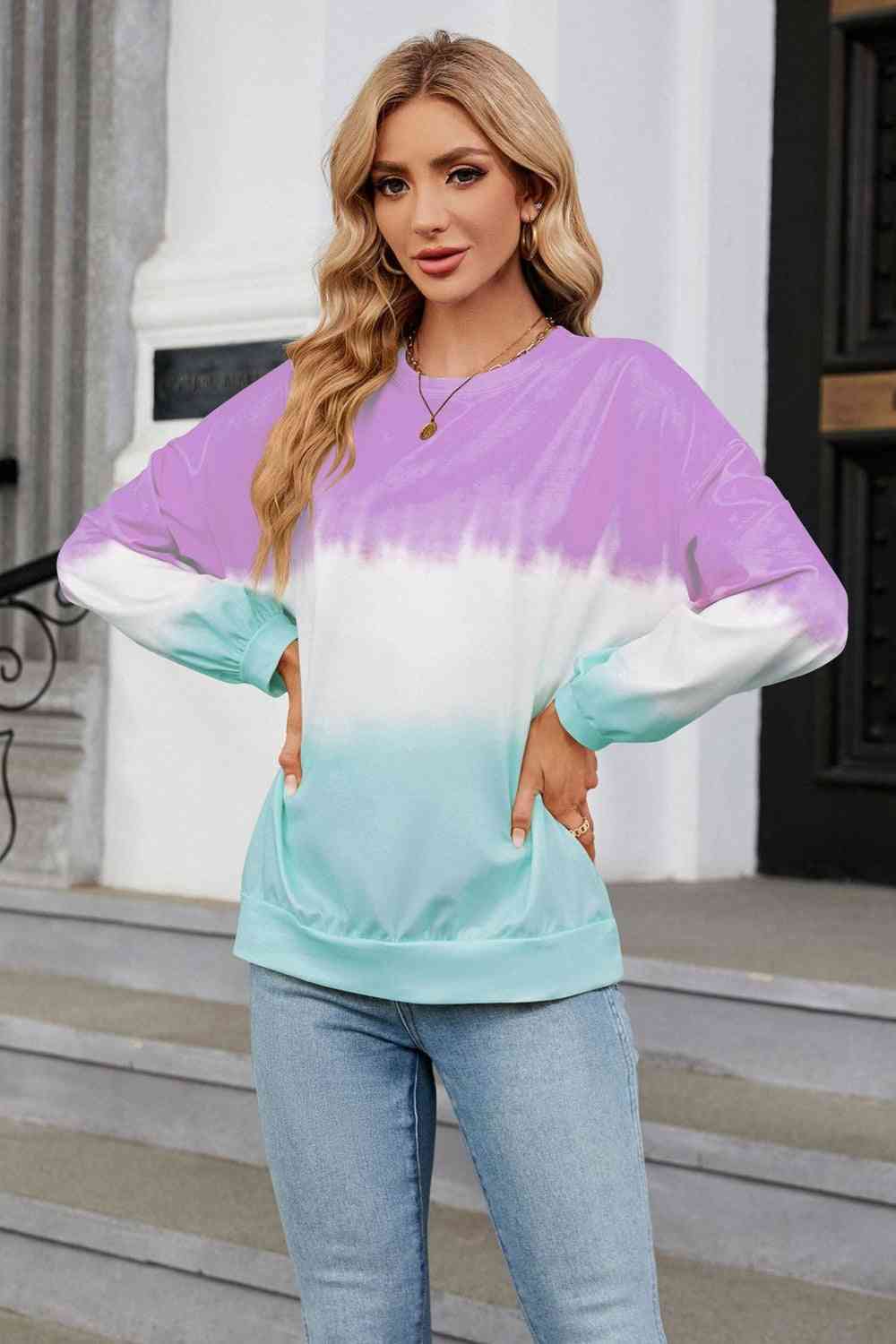 Gradient Round Neck Long Sleeve Sweatshirt - Carbone's Marketplace