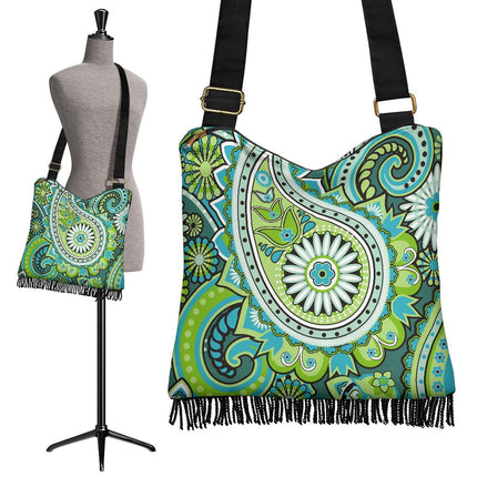 Green Paisley Crossbody Boho Handbag - Carbone's Marketplace