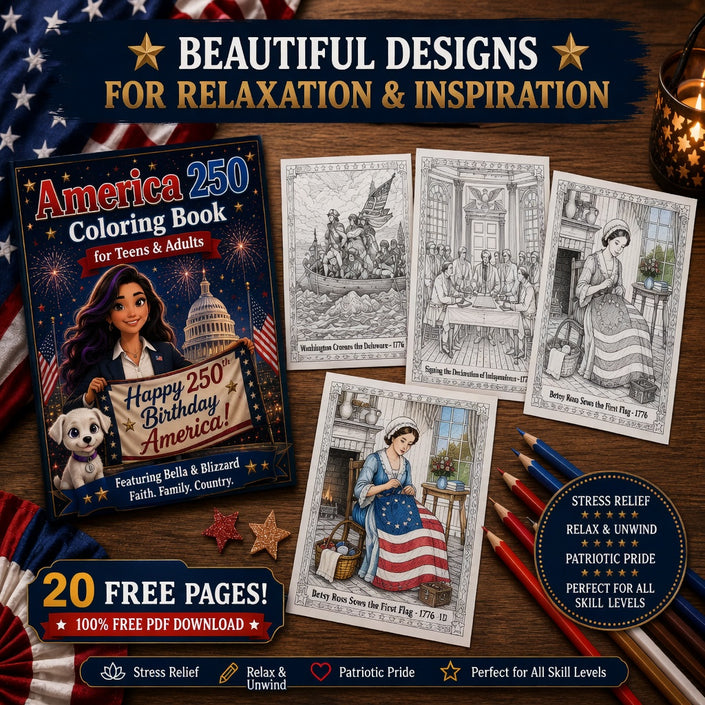 Free America 250 Adult Coloring Book 🇺🇸
