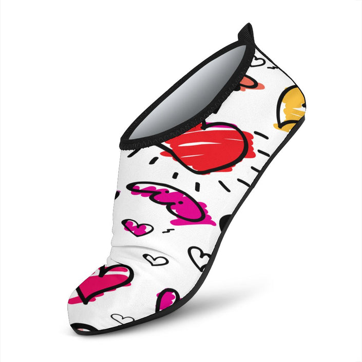 Hand Drawn Doodle Hearts Beach Shoes - Carbone's Marketplace