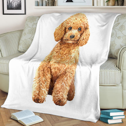 Hand Drawn Poodle Dog Premium Blanket, Watercolour Illustration - Carbone's Marketplace