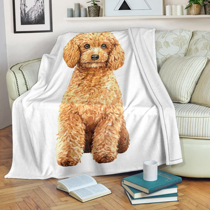 Hand Drawn Poodle Dog Premium Blanket, Watercolour Illustration - Carbone's Marketplace