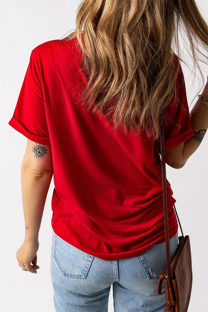 Heart Round Neck Short Sleeve T-Shirt - Carbone's Marketplace
